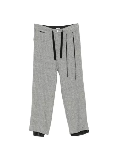 Pantaloni Midorikawa cu model herringbone gri