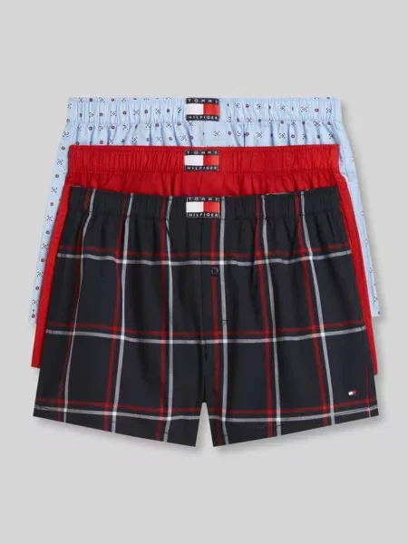 Bokserki z detal z logo w zestaw 3 szt. Tommy Hilfiger czerwone
