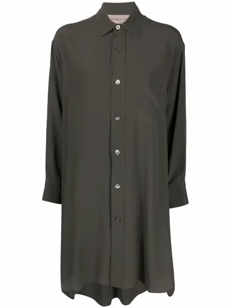 Rochie tip cămașă Blanca Vita de costum verde