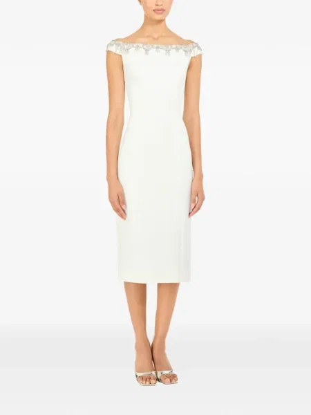 Sukienka midi Jenny Packham do kolan garniturowa biała