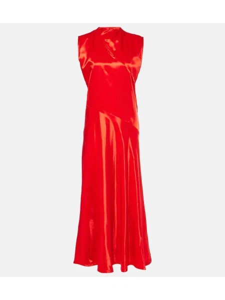 Rochie midi Jil Sander din satin până la genunchi de costum roșu