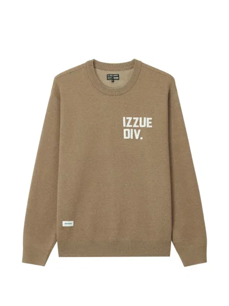 Hanorac crewneck Izzue cu imagine cu decolteu rotund maro