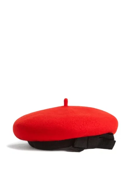 Căciulă Patou cu funde de lână roșu