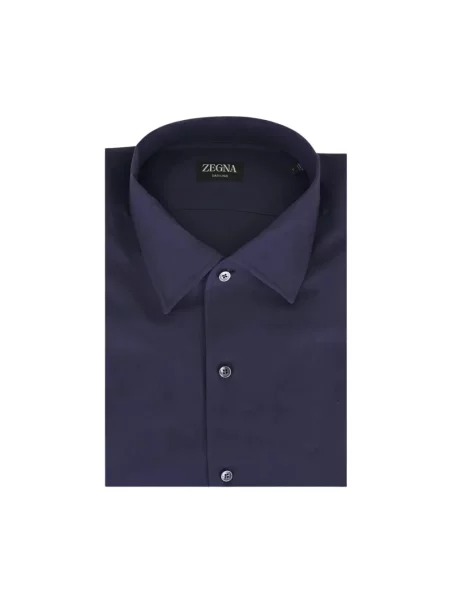 Koszula Zegna z długim rękawem niebieska