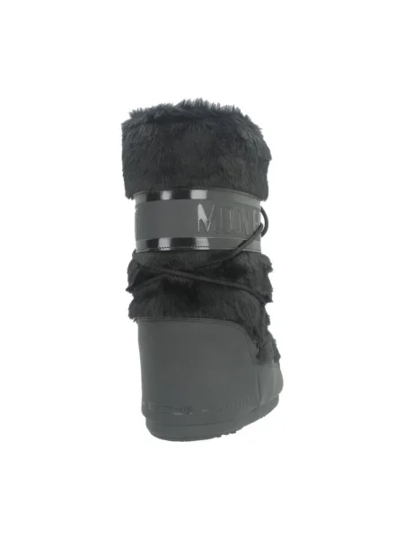 Umelá kožušina čižmy Moon Boot čierna