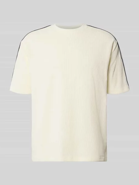 T-shirt z fakturowanym wzorem i okrągłym dekoltem Mcneal