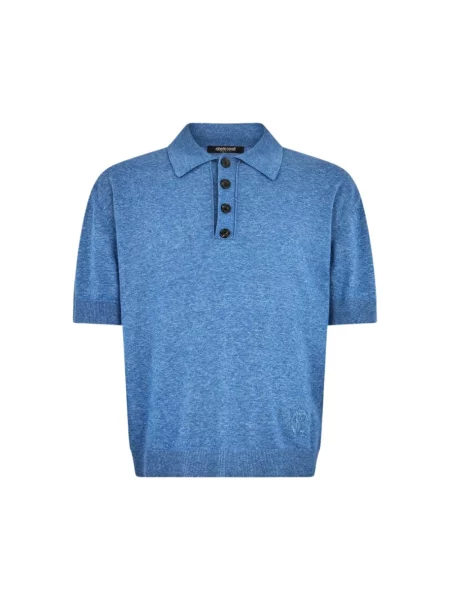 Sweter Roberto Cavalli z logo niebieski