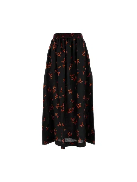 Lniana maksi spódnica maxi Fendi z nadrukiem czarna