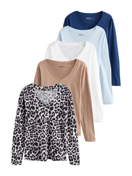 Next Tricou albastru regal / albastru deschis / maro deschis alb