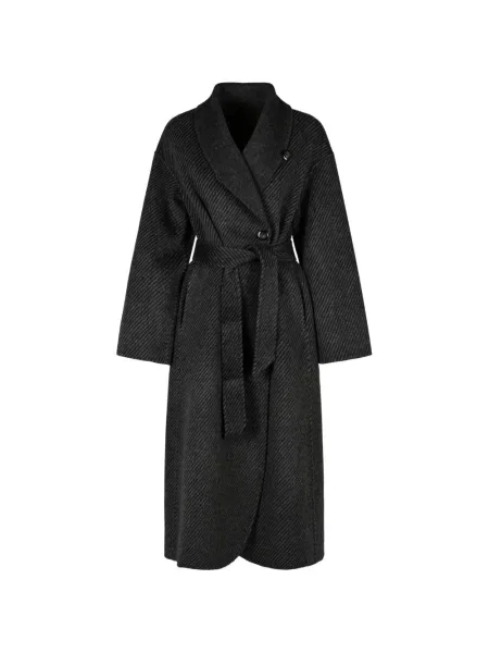 Cu centură palton Emporio Armani cu dungi gri