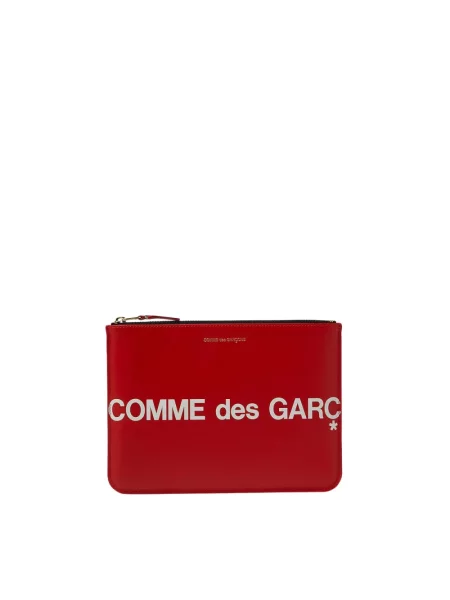 Portfel Comme Des Garcons skórzany z logo czerwony