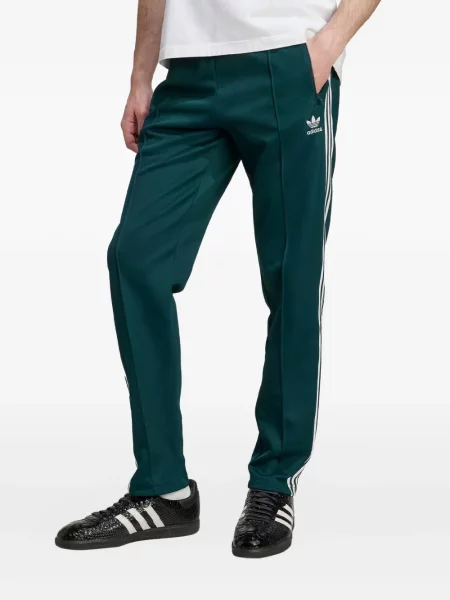 Pruhované kalhoty Adidas zelené