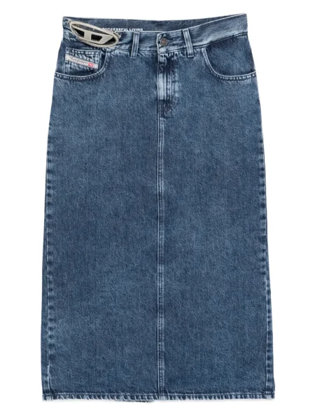 Spódnica midi Diesel do kolan niebieska