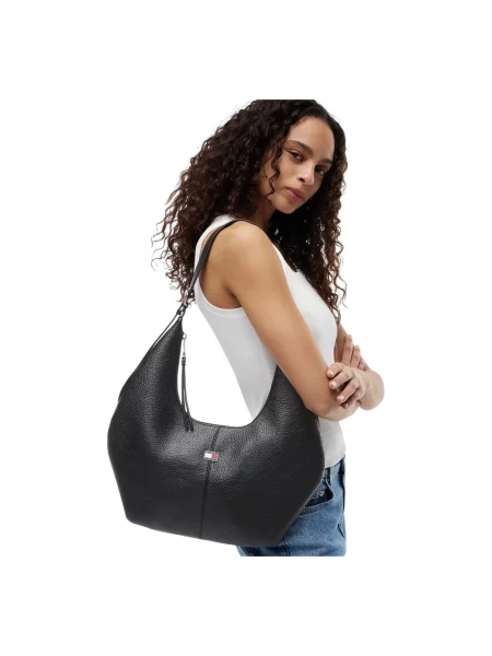 Tommy Jeans torebka hobo z imitacji skóry czarne