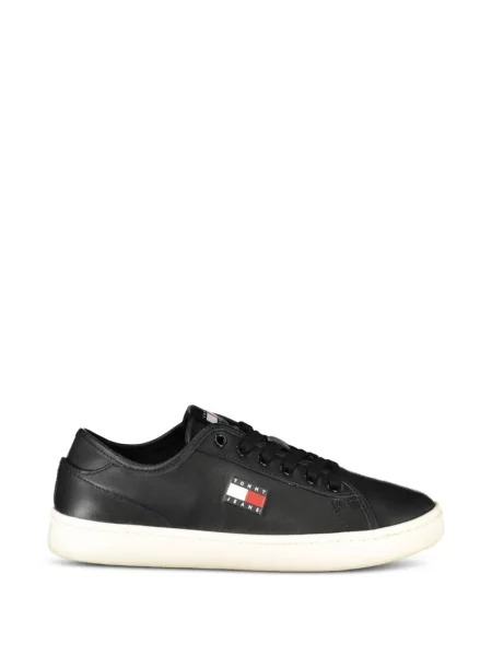 Bőr sneaker Tommy Hilfiger autogrammal fekete