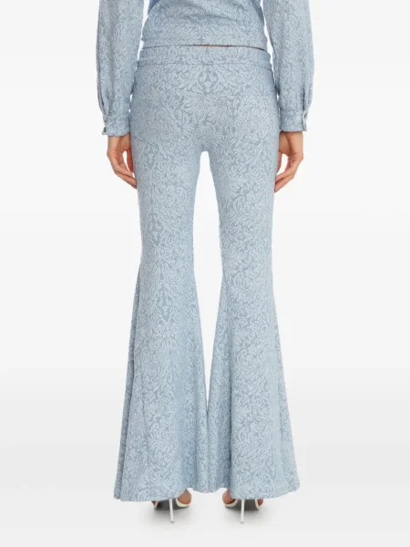 Pantaloni Amir Slama cu model floral din jacard albastru