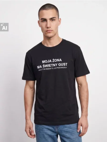 Sinsay tričko s nápisem černá