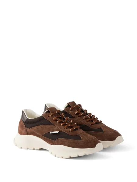 Sneakerși Prada din piele de căprioară maro