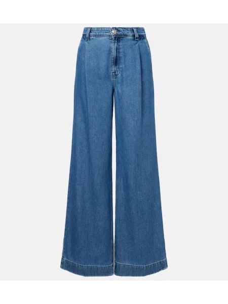 Szerokie jeansy 7 For All Mankind plisowane niebieskie