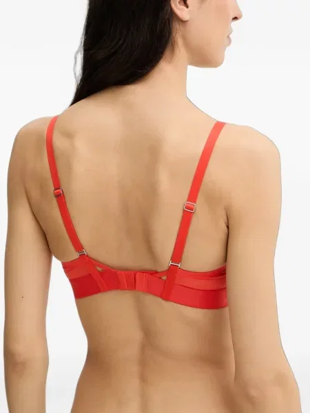 Sutien Chantelle cu model floral plasă roșu