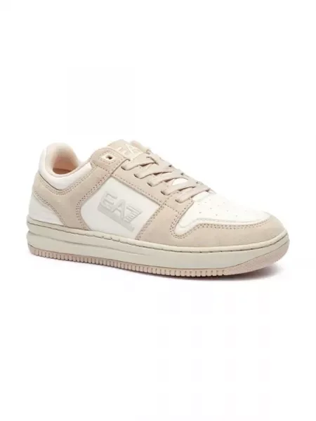 Sneakers tornacipő bőr hozzáadásával bézs