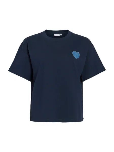 VILA Tricou VIMONIE HEART bleumarin / deschis albastru