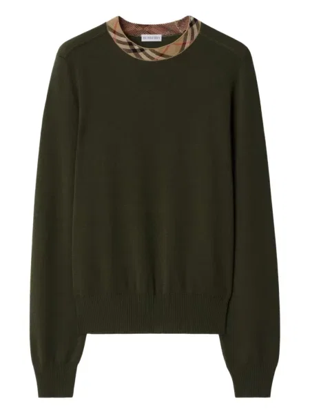 Kostkovaný retro svetr Burberry hnědý