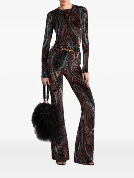 Pulover Etro cu model paisley din jacard gri