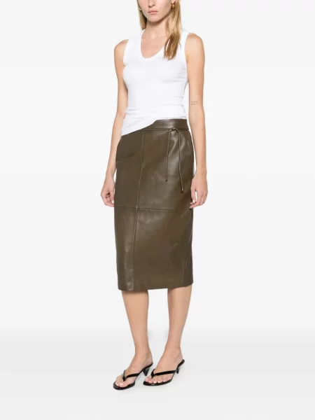 Fustă din piele Max Mara maro