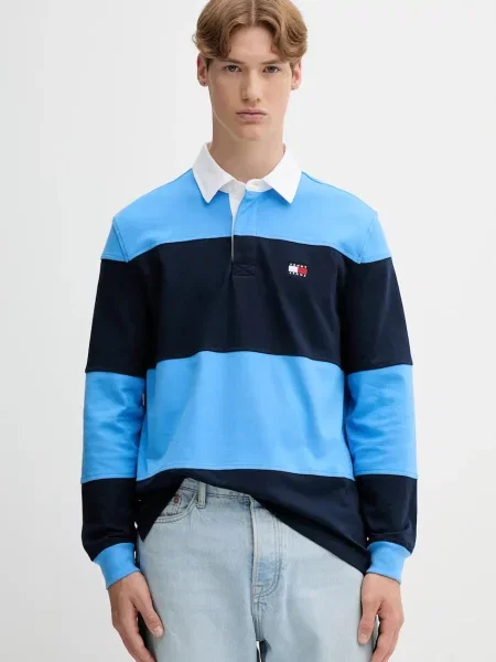 Majica dugih rukava Tommy Jeans s uzorkom plava