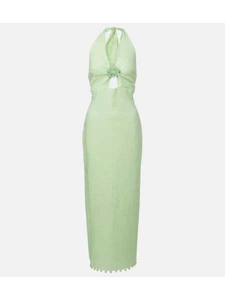 Rochie midi Cala De La Cruz de in cu gât halter verde