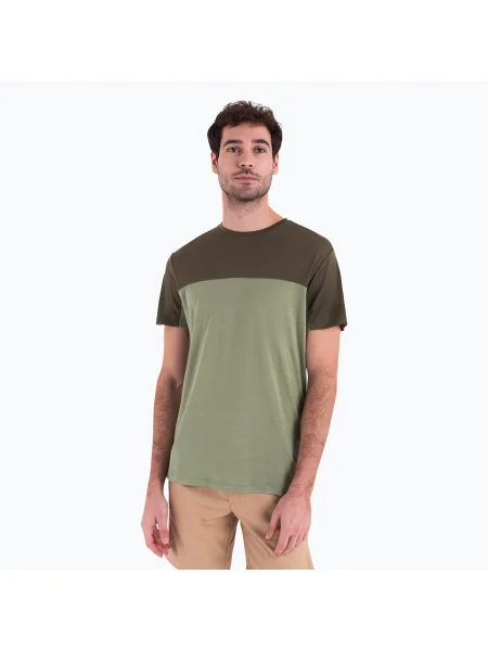 Férfi Icebreaker Merino Cool-Lite Sphere III SS Tee Colour Block lichen/loden trekking póló. Méret: S zöld