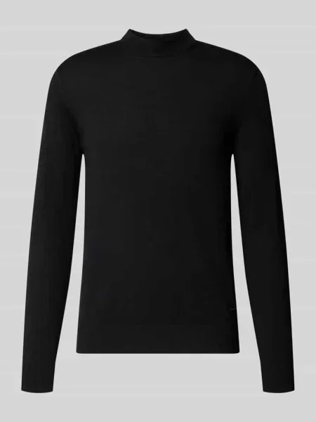 Sweter z dzianiny z prążkowanymi wykończeniami model ‘Davide’ Joop! Collection czarny