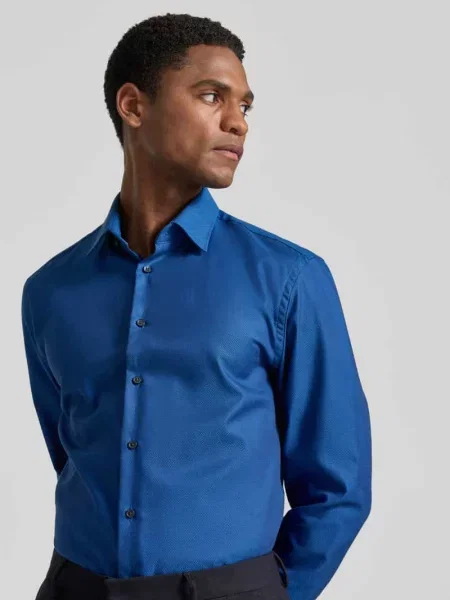 Koszula o kroju slim fit biznes z kołnierzykiem typu kent Jake*s granatowa