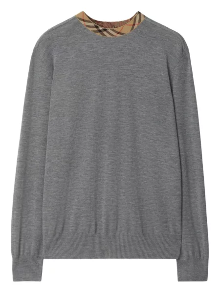 Вълнен кариран пуловер Burberry сиво