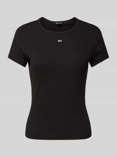 T-shirt o kroju slim fit z wyhaftowanym logo Tommy Jeans czarna
