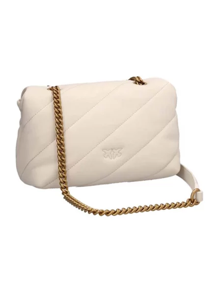 Mała mały torebka skórzana Pinko skórzana biała