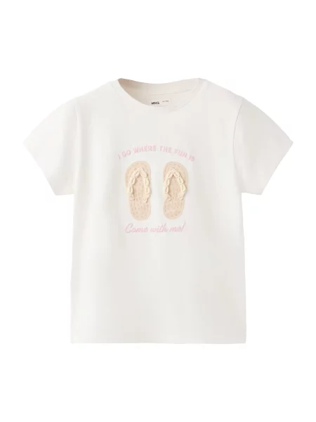 MANGO KIDS Tričko CHANCLA / světle hnědá / růžová / offwhite béžová