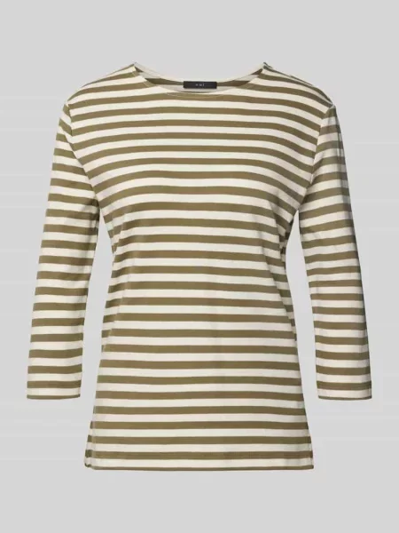 T-shirt z okrągłym dekoltem i rękawem o dł. Oui khaki