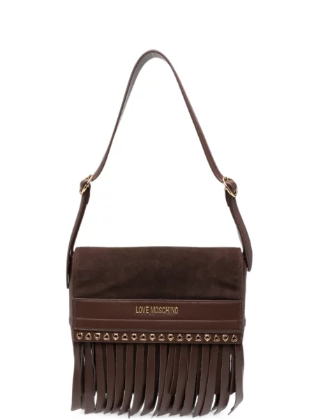 Geantă Love Moschino cu franjuri maro