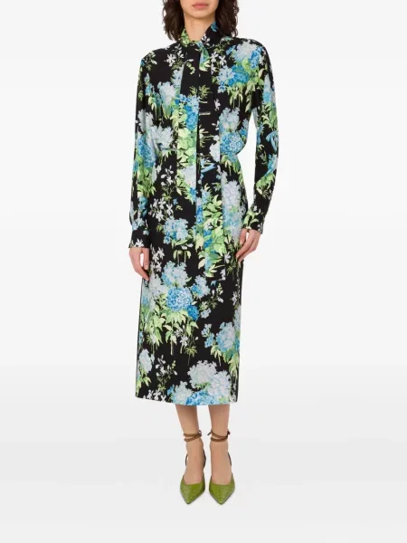 Fustă midi Moschino cu model floral cu imagine până la genunchi negru