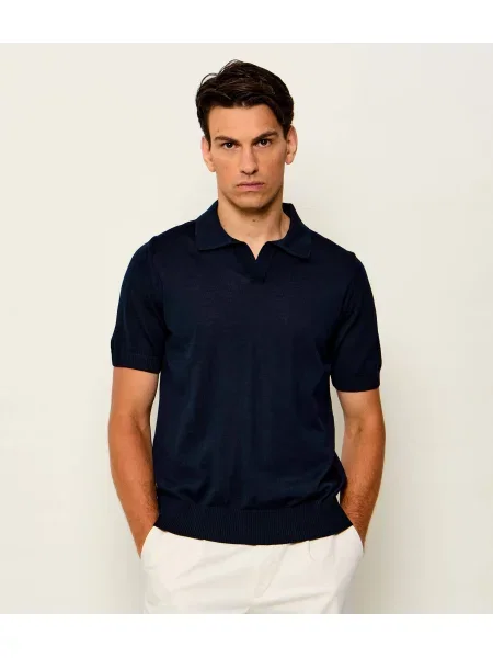 Tricou polo Boss Black de lână negru