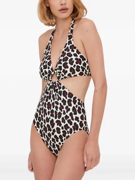 Costum de baie Michael Michael Kors cu imagine cu model leopard plasă negru