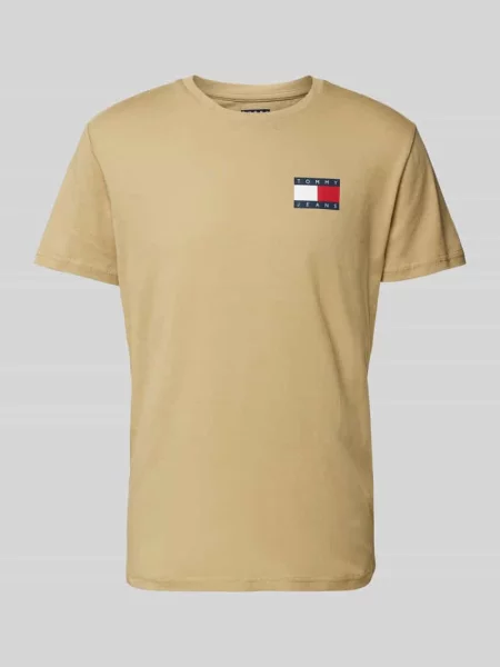 T-shirt z nadrukiem z logo Tommy Jeans brązowa