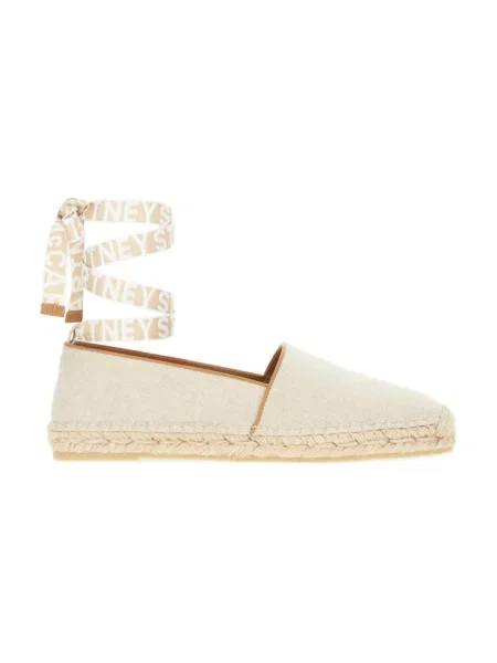 Espadryle Stella Mccartney bez obcasa z logo beżowe