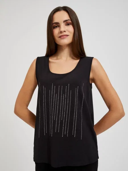 Top Moodo cu strasuri negru