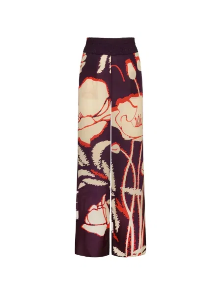 Pantaloni palazzo Juan De Dios cu model floral cu imagine violet