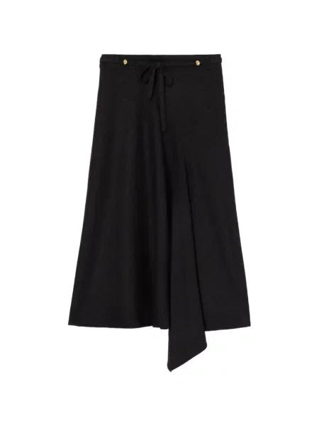 Fustă midi Claudie Pierlot în carouri asimetrică negru