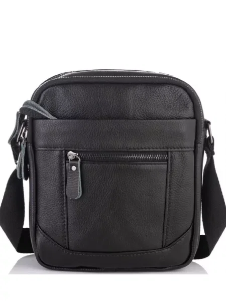 Кожаная сумка через плечо Royalbag черная