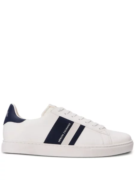 Sneakerși Armani Exchange cu șireturi din dantelă alb